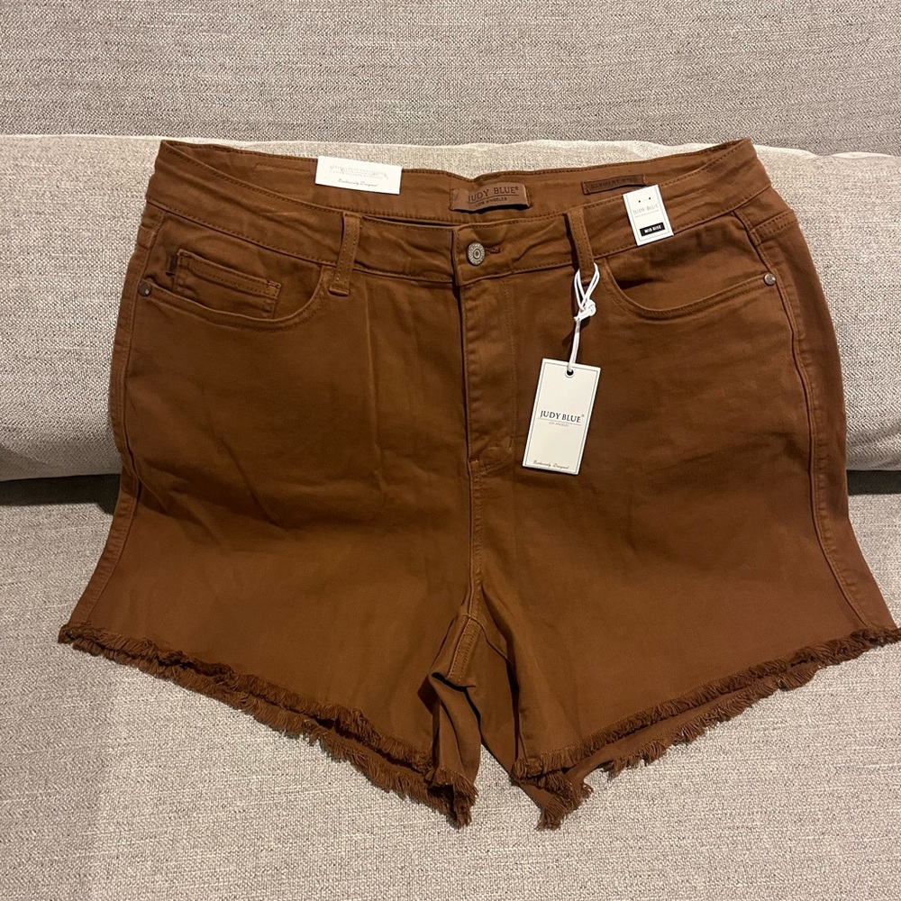 Judy Blue NWT womens 3xl Brown Denim Shorts casual comfort boho